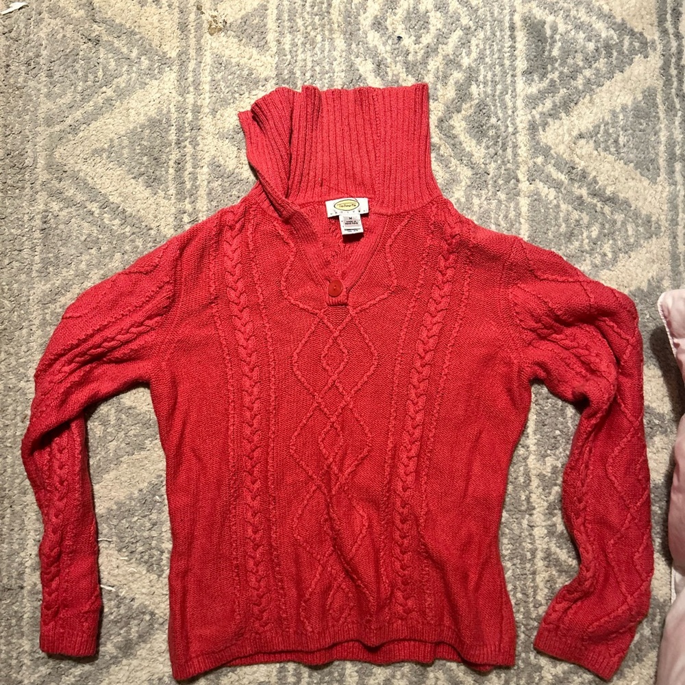 Lands' End Vibrant Red Cowl Neck Sweater
